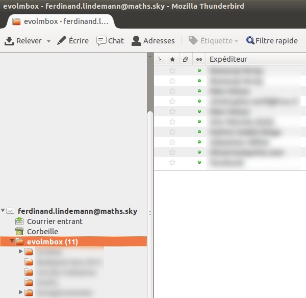 Dossiers importés dans Thunderbird